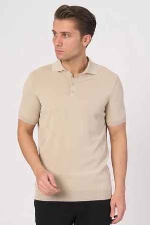 WHİTE STONE  2025-Y  25280 RAYON  O YAKA DÜĞM. TSHIRT    BEJ