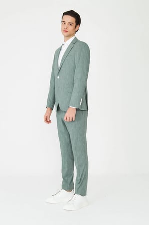 Yeşil Dokulu Modern Slim Fit Şehir Stili Takım Elbise