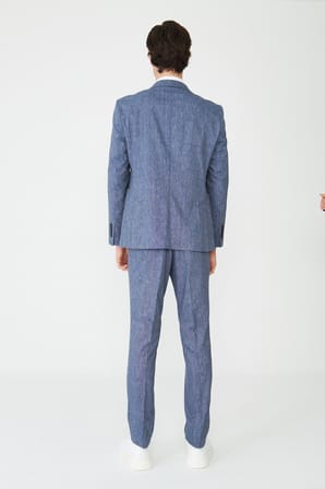 Mavi Dokulu Yazlık Modern Slim Fit Takım Elbise