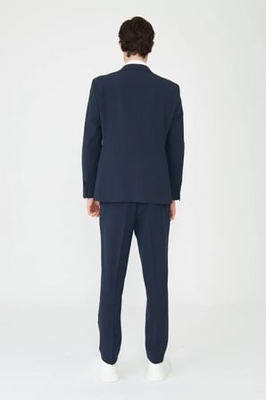 Lacivert Modern Slim Fit İnce Dokulu Kumaş Klasik Kesim Takım Elbise
