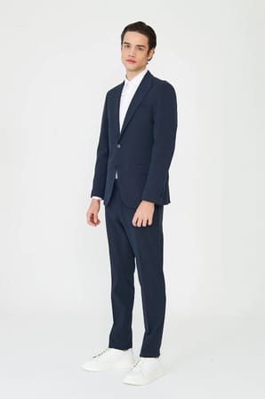 Lacivert Modern Slim Fit İnce Dokulu Kumaş Klasik Kesim Takım Elbise