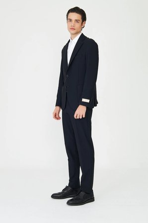 Siyah Modern Slim Fit Düz Kumaş Klasik Kesim Takım Elbise