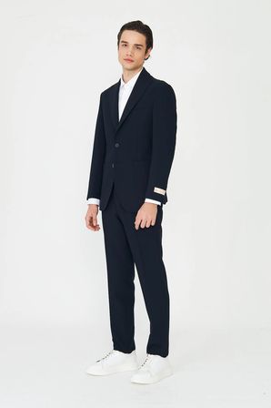 Lacivert Modern Slim Fit Düz Kumaş Klasik Kesim Takım Elbise
