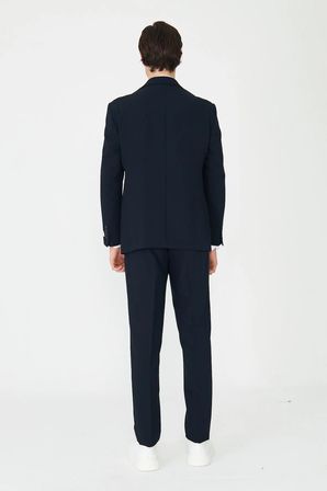Lacivert Modern Slim Fit Düz Kumaş Klasik Kesim Takım Elbise