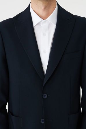 Lacivert Modern Slim Fit Düz Kumaş Klasik Kesim Takım Elbise