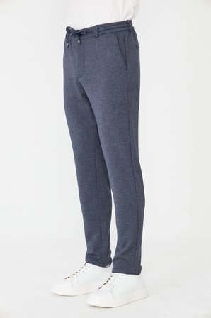 Lacivert Modern Kesim Bağcıklı Jogger Pantolon