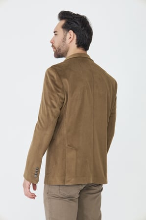 Kahverengi Fitilli Kadife Slim Fit Blazer Ceket