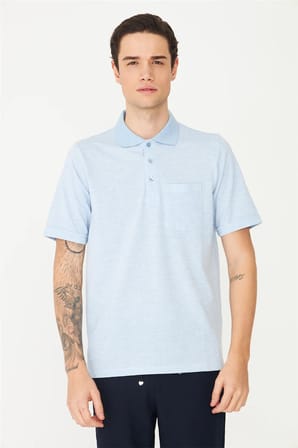 Açık Mavi Polo Yaka T-Shirt 