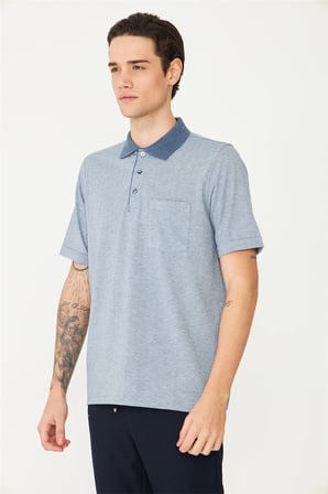 İndigo Polo Yaka T-Shirt 