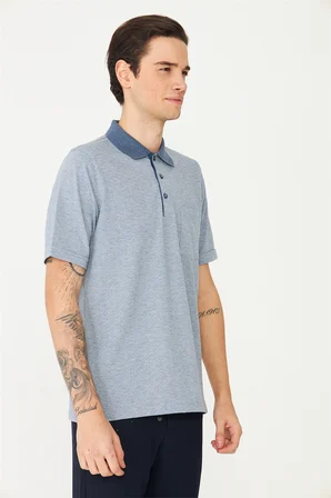 İndigo Polo Yaka T-Shirt 