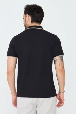 Siyah Erkek Fermuarlı Polo Yaka Tişört
