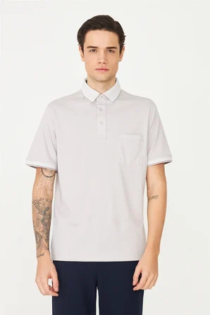 Gri Polo Yaka T-Shirt 
