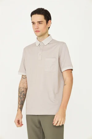 Bej Polo Yaka T-Shirt 