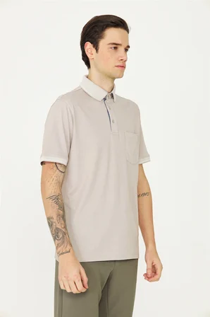 Bej Polo Yaka T-Shirt 