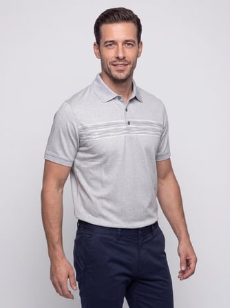 Gri Mikro Desenli Regular Fit Erkek Polo Yaka Tişört