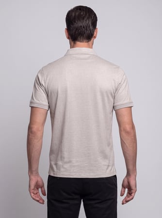 Bej Mikro Desenli Regular Fit Erkek Polo Yaka Tişört