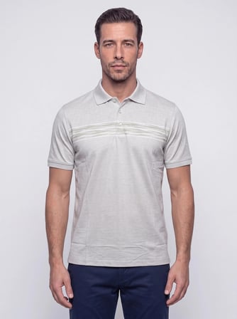 Açık Yeşil Mikro Desenli Regular Fit Erkek Polo Yaka Tişört