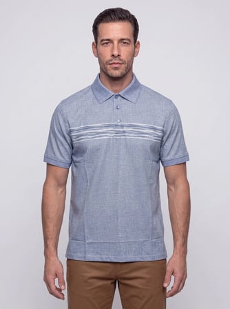 Açık Mavi Mikro Desenli Regular Fit Erkek Polo Yaka Tişört