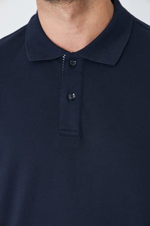 Lacivert Klasik Yaka Çift Düğmeli Polo Yaka T-shirt