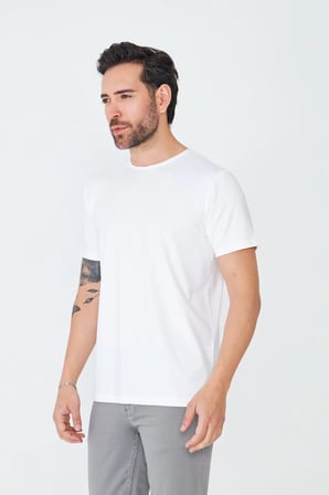 Beyaz Sıfır Yaka Basic Tişört