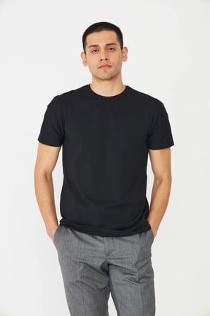 Siyah Basic Bisiklet Yaka Erkek T-Shirt