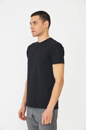 Siyah Basic Bisiklet Yaka Erkek T-Shirt