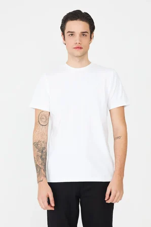 Beyaz Bisiklet Yaka Basic Erkek T-Shirt
