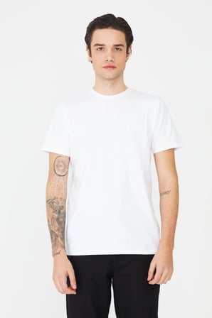 Beyaz Bisiklet Yaka Basic Erkek T-Shirt