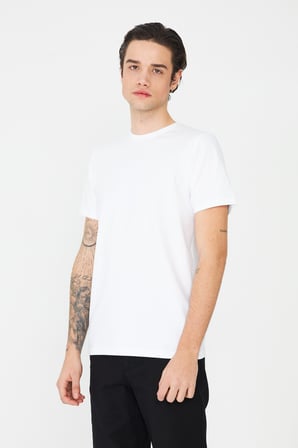 Beyaz Bisiklet Yaka Basic Erkek T-Shirt