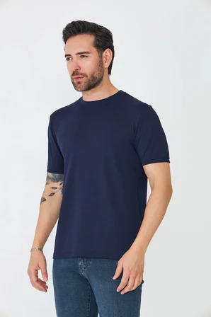 Lacivert Yuvarlak Yaka Basic Tişört