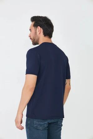 Lacivert Yuvarlak Yaka Basic Tişört
