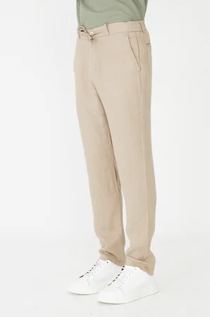 Açık Bej Bağcıklı Rahat Kesim Erkek Jogger Pantolon