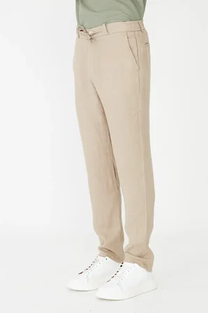 Açık Bej Bağcıklı Rahat Kesim Erkek Jogger Pantolon