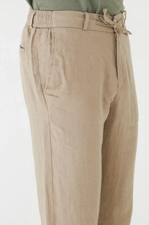 Açık Bej Bağcıklı Rahat Kesim Erkek Jogger Pantolon