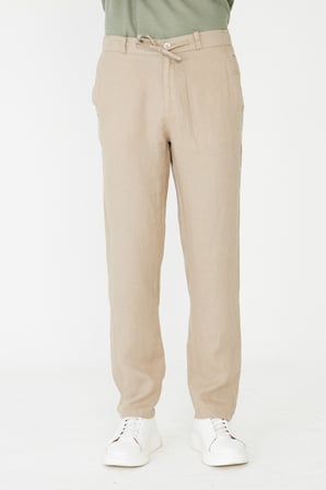 Açık Bej Bağcıklı Rahat Kesim Erkek Jogger Pantolon