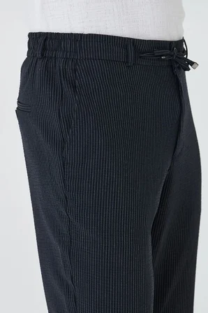 Lacivert İnce Çizgili Jogger Spor Erkek Pantolon