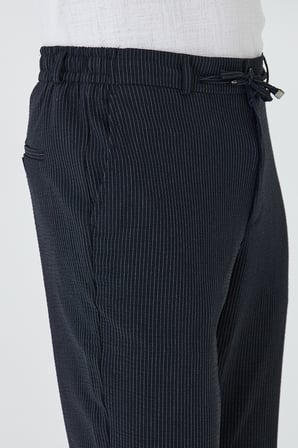 Lacivert İnce Çizgili Jogger Spor Erkek Pantolon