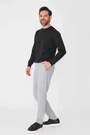Gri İnce Çizgili Erkek Jogger Spor Pantolon