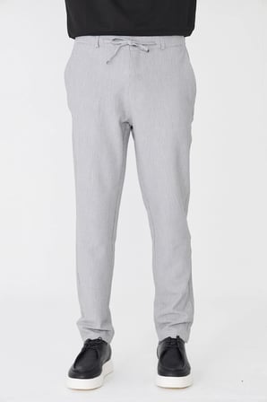 Gri İnce Çizgili Erkek Jogger Spor Pantolon