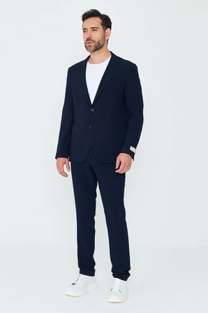 Lacivert Mono Yaka 6 Drop Regular Fit Jogger Takım Elbise