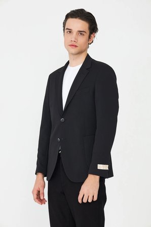 Siyah Slim Fit Klasik Yaka Erkek Spor Blazer Ceket