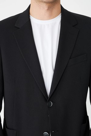 Siyah Slim Fit Klasik Yaka Erkek Spor Blazer Ceket