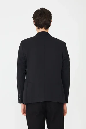 Siyah Slim Fit Klasik Yaka Erkek Spor Blazer Ceket