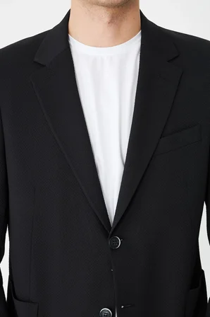 Siyah Slim Fit Klasik Yaka Erkek Spor Blazer Ceket