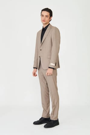 Bej Klasik Yaka Slim Fit Modern Erkek Takım Elbise