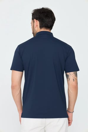 Lacivert Üç Düğmeli Polo Yaka Tişört
