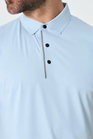 Mavi Üç Düğmeli Erkek Polo Yaka Tişört