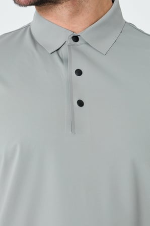 Açık Gri Üç Düğmeli Polo Yaka Erkek Tişört