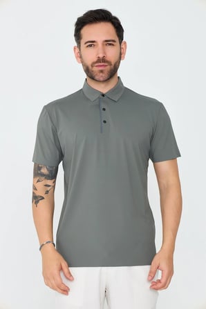Yeşil Üç Düğmeli Erkek Polo Yaka Tişört