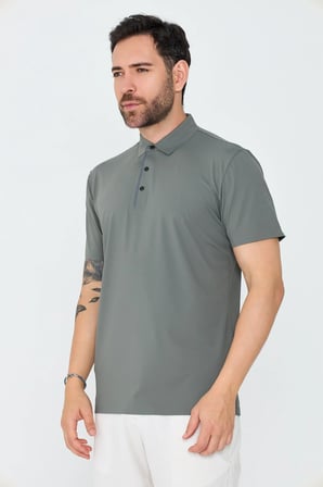 Yeşil Üç Düğmeli Erkek Polo Yaka Tişört